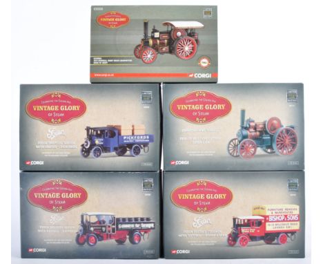 A collection of x5 Corgi made Limited Edition steam related 1/50 scale boxed diecast models from the ' Vintage Glory Of Steam