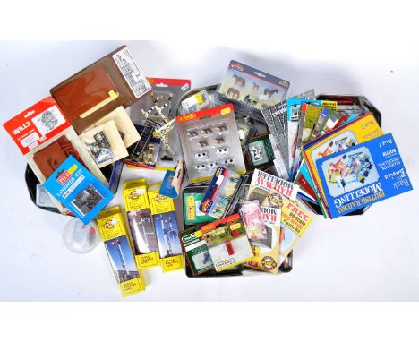 A large collection of Hornby, Bachmann, Scenecraft, Ratio Models, Peco and more 00 gauge model railway trainset accessories. 