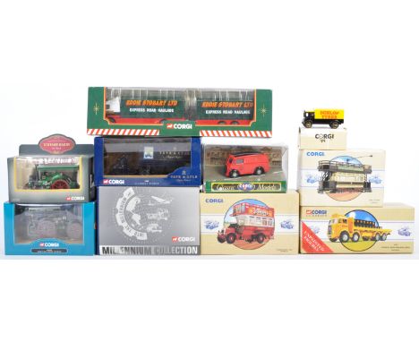 A collection of 10x Corgi made scale diecast models to include Eddie Stobart, Classics, Buses, Trams, Millenium Collection, V