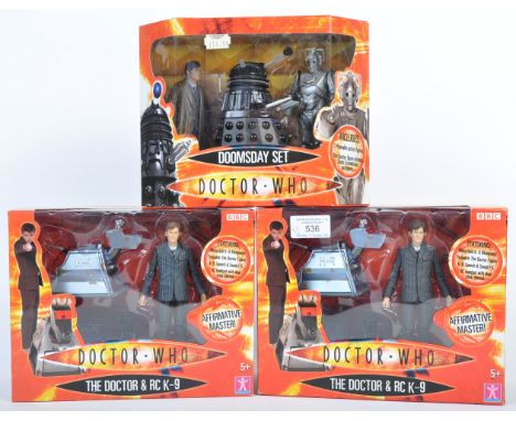 A collection of x3 Character Options made Doctor Who action figure playsets - The Doctor &amp; RC K-9 (x2) and Doomsday Set. 