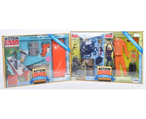 Two Hasbro made Palitoy Action Man ' 40th Anniversary ' uniform / accessory sets - ' Jungle Explorer Rivercraft ' and a doubl