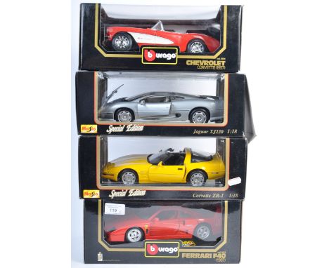 A collection of x4 Bburago and Maisto 1/18 scale boxed diecast model cars - includes; 3024, 3032, x2 ' Special Edition ' Mais