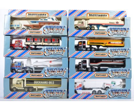 A collection of x8 original vintage 1980's Matchbox ' Convoy ' diecast model lorry / trucks to include CY 2 Kenworth Rocket T