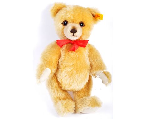 An original Steiff made soft toy teddy bear 011757 ' Grumpy ' Jointed limbs with golden soft pile plush fur with hand stitche