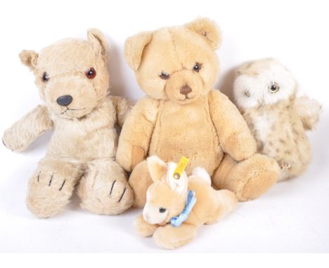 A collection of assorted vintage teddy bears and plush toys to include; a Steiff made Bunny Rabbit, a contemporary English be