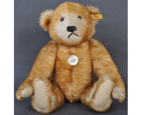 An original Steiff made soft toy teddy bear 000980 ' Petsy '. After the antique 1928 example. Grey mohair golden brown soft p