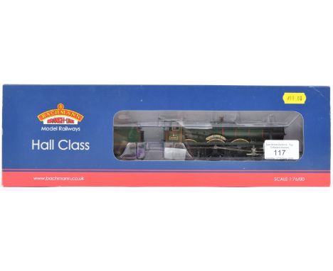 A Bachmann made Branch Line 00 gauge custom / Code 3 model railway trainset locomotive No. 32-006 Hall Class, BR Green. Renam
