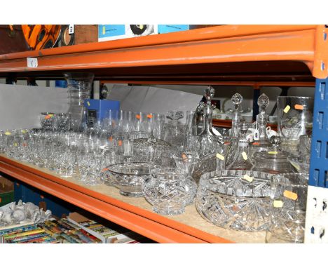 A LARGE QUANTITY OF CUT CRYSTAL AND ETCHED GLASSWARE, comprising a set of six RCR wine glasses, six champagne flutes, six bra