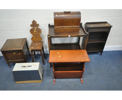 A SELECTION OF OCCASIONAL FURNITURE, to include a 20th century oak two tier trolley, length 66cm x depth 46cm x height 76cm, 