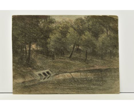 CIRCLE OF WILLIAM CROTCH (1775-1847) HYDE PARK, a night time sketch depicting a lake and trees, annotated verso 'Hyde Park Ju