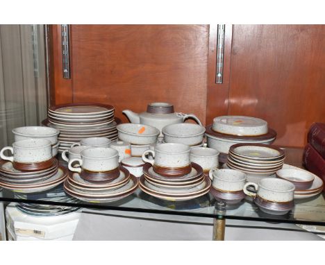 A FIFTY FIVE PIECE PURBECK POTTERY 'PORTLAND' VINTAGE STONEWARE DINNER SERVICE, comprising a tureen, a teapot, salt and peppe
