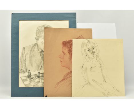 THREE 20TH CENTURY PORTRAIT STUDIES, comprising James Kerr Lawson profile portrait of a continental boy wearing a hat, signed