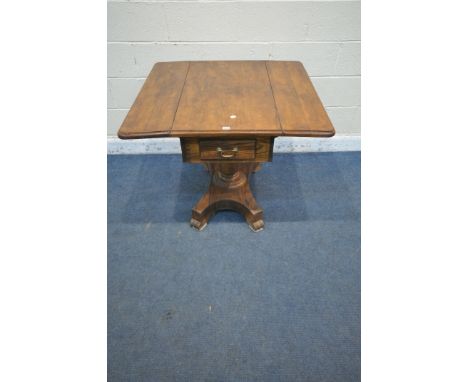 A BESPOKE 20TH CENTURY OAK DROP LEAF SOFA TABLE, with a drawer to each end, on turned and four legs, open width 96cm x closed