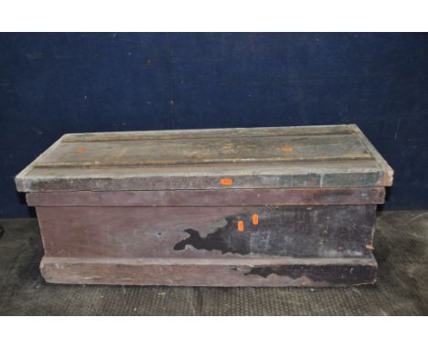A VINTAGE WOODEN TOOLCHEST CONTAINING TOOLS width 85cm depth 34cm height 32cm (hinge and lock missing) tools include a W.Watk