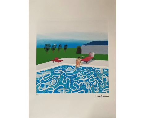 David HOCKNEY (1937), D’AprèsDavid swimming poolSérigraphie en couleur sur papier, signée dans la planche, Cachet de l'éditeu