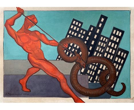 Konstantin K. CHEBOTAREV (1892-1974) Sans titre,1942 Gouache sur papier cartonné, signée et datée en bas à gauche 21 x 29,6 c