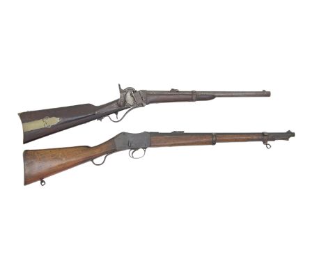 A Rare .577 Percussion Sharps 1855 Model British Breech-Loading Carbine Circa 1855-57With leaf-sighted barrel rifled with thr