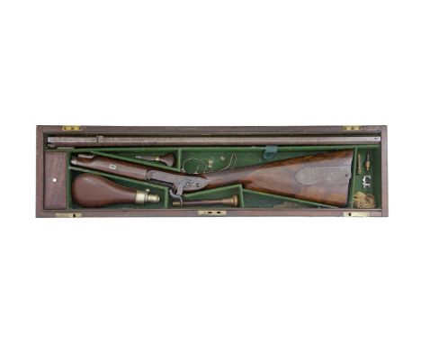 A Cased 22-Bore (.600) Percussion Sporting RifleBy Staundenmayer, London, No. 30, Circa 1830With rebrowned twist octagonal le