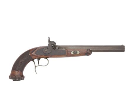 A Netherlandish 40-Bore Percussion Target PistolSigned Blaetterlein Te Deventer, Mid-19th CenturyWith finely etched twist oct