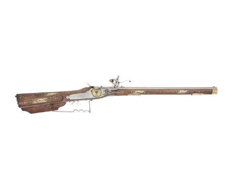 A German 25-Bore Wheel-Lock Sporting CarbineLate 17th/Early 18th CenturyWith swamped octagonal sighted barrel rifled with eig