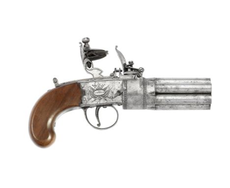 An Exceptional 88-Bore Flintlock Seven-Barrel Box-Lock Pepperbox RevolverBy John Twigg, London, circa 1781-87With hand-rotate