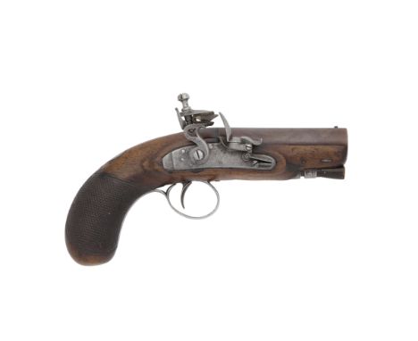 A 40-Bore Flintlock Irish Overcoat PistolBy McDermot, Dublin, Early 19th CenturyWith rebrowned twist sighted barrel engraved 