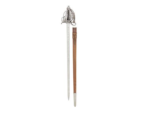 A Scottish Officer's 1828 Pattern Basket-Hilted Sword Of The Scotts Guards  The Blade Dated 1849With bright tapering blade et