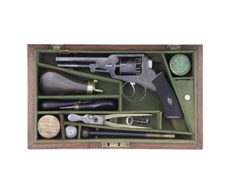 A Cased 80-Bore Percussion 'Wedge-Frame' Double-Action Five-Shot Revolver Of Webley TypeNo. 3641, Mid-19th CenturyEngraved wi