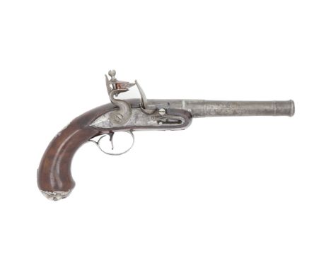 A 22-Bore Flintlock Silver-Mounted Turn-Off Pistol By Buckmaster, London, Mid-18th Century, Silver Maker's Mark IBWith cannon