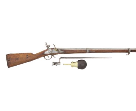 A Dutch 13-Bore Flintlock 1815 Model Military Musket Dated 1815With plain barrel retained by three spring-held barrel bands, 