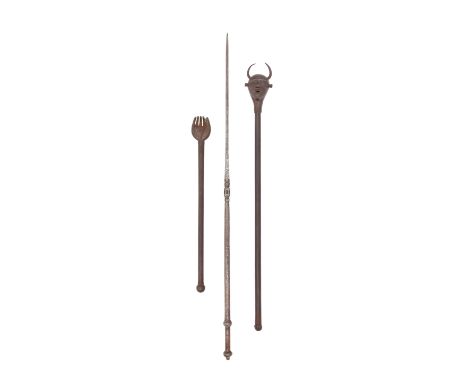 An Indian Lance (Sang), An Indo-Persian Mace, And A Persian Ceremonial Mace  The first 17th/18th Century, The Remainder 19th 