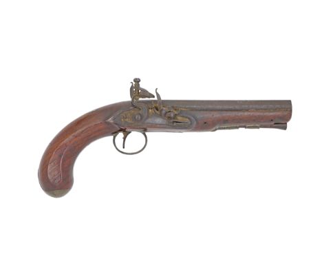 An 18-Bore Flintlock Brass-Mounted PistolBy T.K. Hutchinson, No. 232 Borough, London, Circa 1800With octagonal barrel signed 