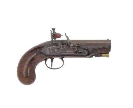 A 28-Bore Flintlock Overcoat Or Travelling Pistol  By Bennett, Circa 1800With rebrowned octagonal sighted barrel, engraved ta