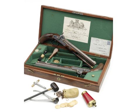 An Exceptional Cased Pair Of 32-Bore Percussion Duelling PistolsBy John Manton &amp; Son, Dover Street, London, No. 11176 for