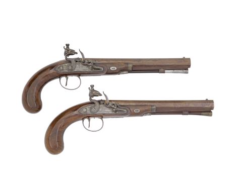 A Cased Pair Of 20-Bore Flintlock Duelling Pistols By Wogdon &amp; Barton Of London, Circa 1800With swamped rebrowned twist o