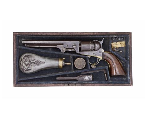 A Cased Colt 1851 Model Navy Percussion Revolver  No. 101572 For 1861The barrel with New-York address, cylinder with traces o