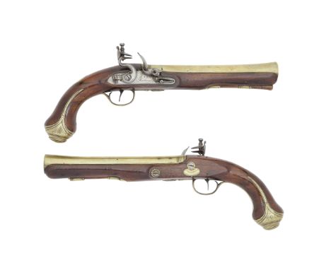 A Rare Pair Of Flintlock Blunderbuss-PistolsBy J.&amp;W. Richards Of Birmingham, Circa 1800With barrels flared at the muzzle,