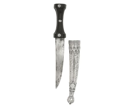 A Rare Turkish Silver-Mounted DaggerReign Of Mehmet IV (1648-87), Circa 1680With slightly curved double-edged blade of flatte