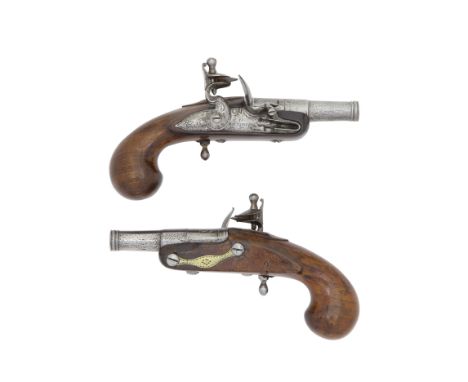 A Pair Of 54-Bore Flintlock Pocket PistolsBy I. Backhouse, Circa 1715With turn-off cannon barrels turned and moulded around e