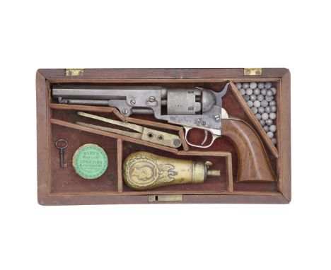 A Cased Colt 1849 Model Pocket Percussion RevolverNo. 95113 For 1854The barrel with two line New York City address, cylinder 