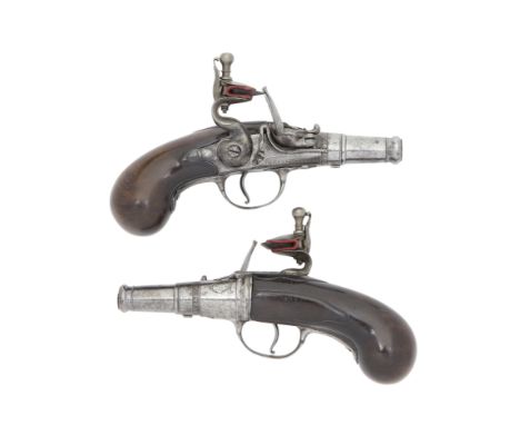 A Rare Pair Of 50-Bore Flintlock Pocket Pistols By Lewis (Louis) Barbar, Londini, Early 18th CenturyWith turn-off cannon barr