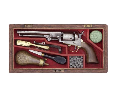 A Cased Colt 1849 Model Pocket Percussion RevolverNo. 31427 For 1852The barrel with two line New-York City address, cylinder 