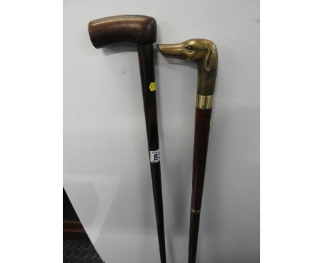 2x Walking Sticks, One with Flask 