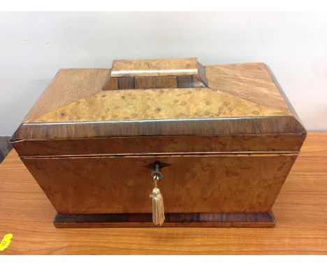 Victorian Birdseye Maple Sarcophagus Tea Caddy 
