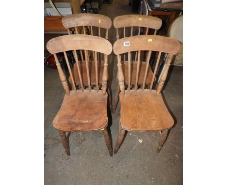 Set of 4x Pine Stick Back Chairs 