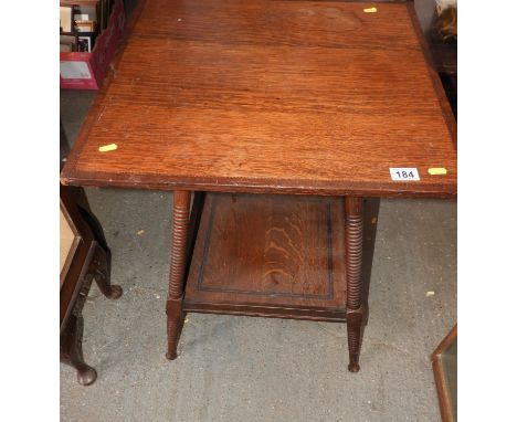 Inlaid Occasional Table on Bobbin Turned Legs with Shelf under 