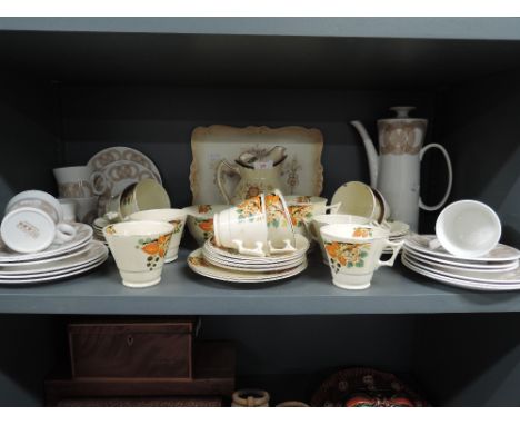 A selection of tea cups saucers and part tea sets including art deco and Olympus