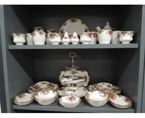 A part tea and dinner service by Royal Albert in the Old Country Roses design