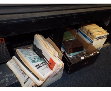Three boxes of assorted vintage magazines to include Private Eye, Dad's Army, World War II etc