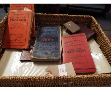 A mixed selection of ephemera to include maps, etching, war savings card with stamp diaries etc